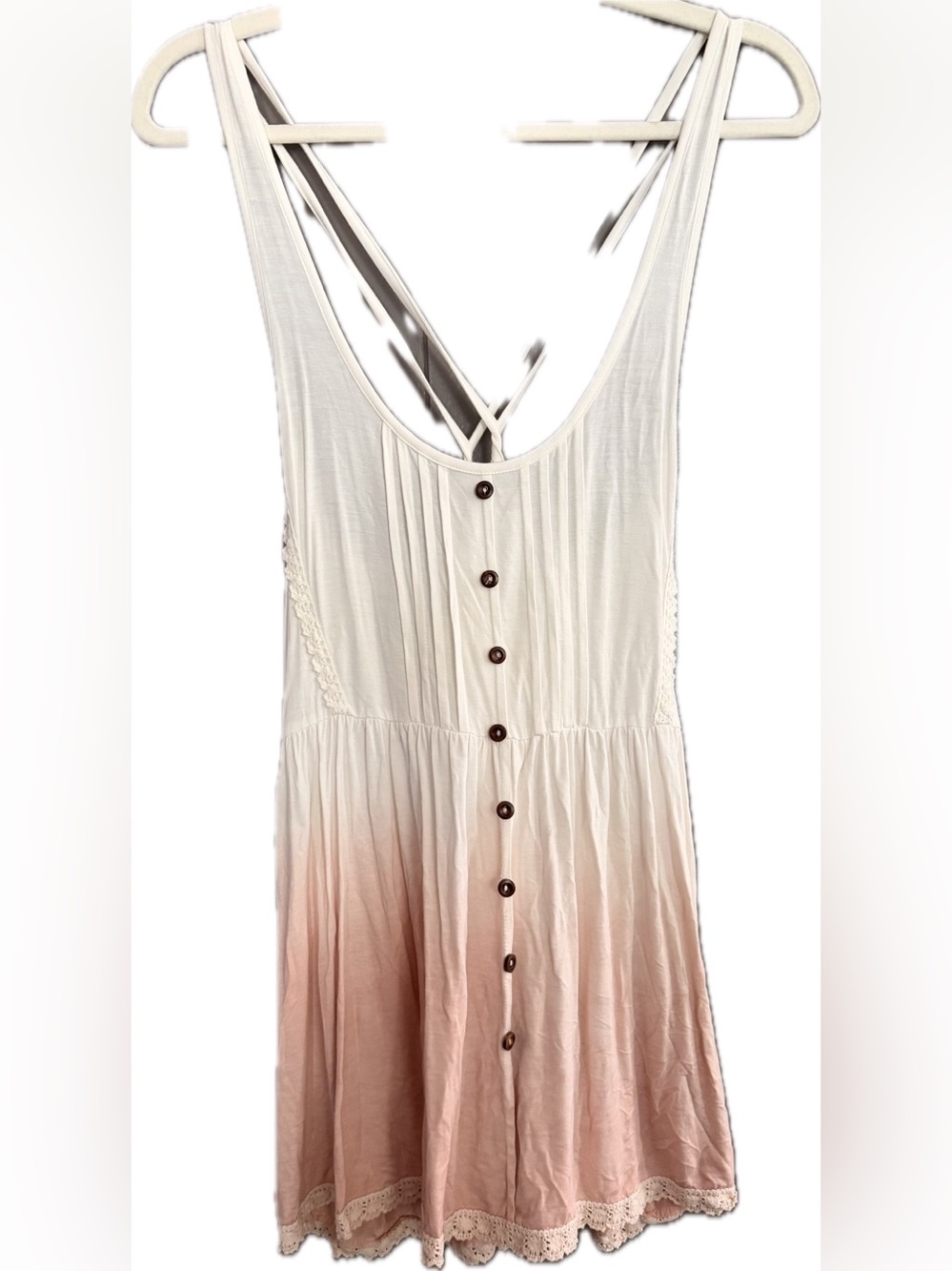 POL Cream and Peach Tank with Front Buttons